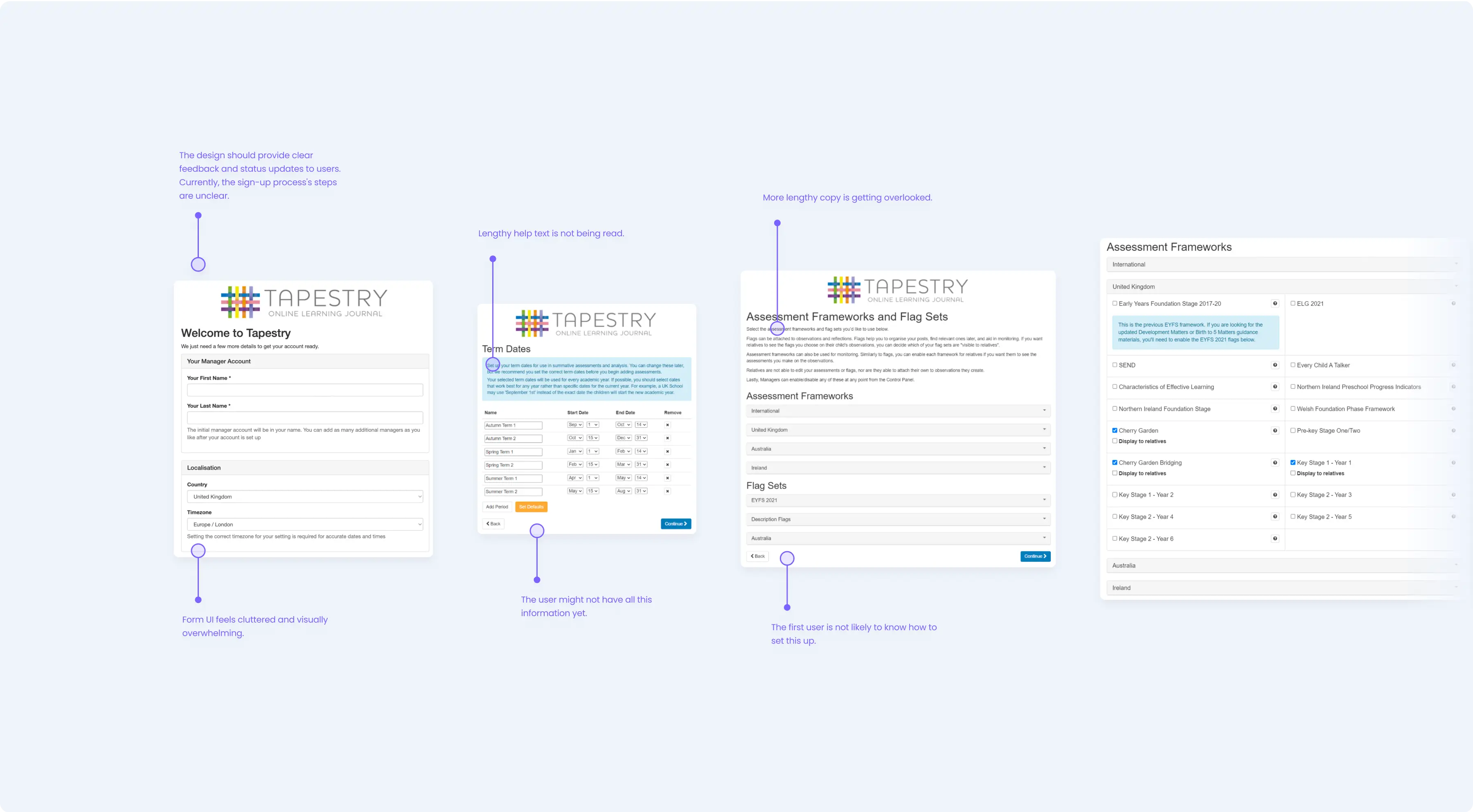 Tapestry case study UI examples